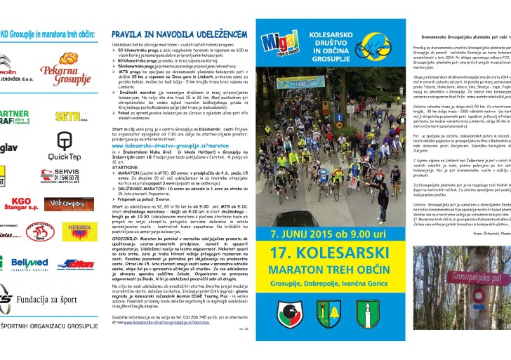 Maraton treh občin in otvoritev dvonamenske vzhodne Grosupeljske poti